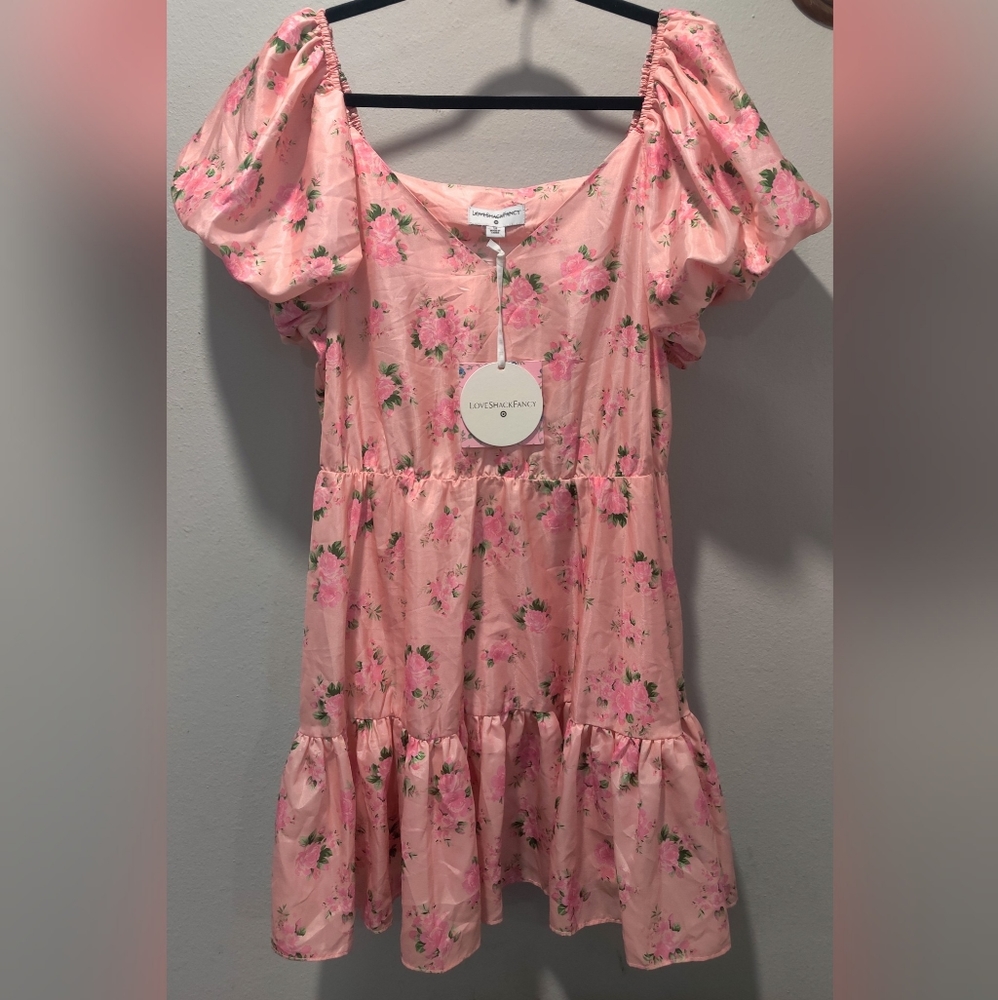NWT Loveshackfancy x target cecile dress 12 pink floral cottagecore puff sleeve
